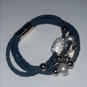 Bohemian Crystal Beaded Rope Magnetic Bracelet 8” Sparkly Chic Easy Closure